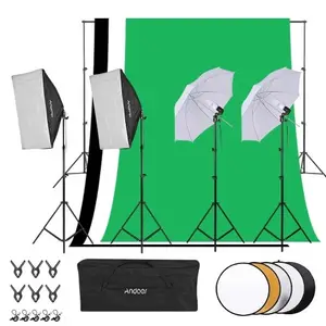 TOMTOP Andoer Photography Kit 1.8m*2.7m Black White Green Cotton Backdrops