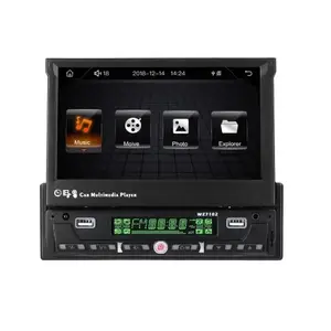 TOMTOP 7 Inch Single Din Car Stereo with Telescopic Touchscreen Support Carplay Android Auto Phone Link