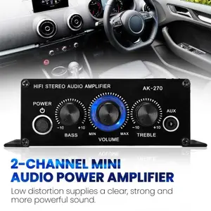 TOMTOP AK270 Mini Audio 2-Channel Stereo Power Amplifier Portable Sound Amplifier AUX Input Speaker Amp for Car and Home