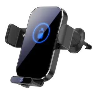 TOMTOP Car Mount Phone Holder Wireless Charger Fast Charging Air Vent Car Charging Holder One-touch Clamping Anti-Slip and Shock Absorption Charger Mount