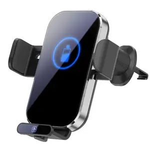 TOMTOP Car Mount Phone Holder Wireless Charger Fast Charging Air Vent Car Charging Holder One-touch Clamping Anti-Slip and Shock Absorption Charger Mount
