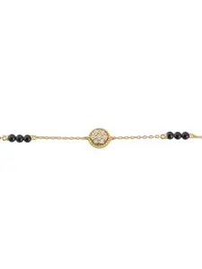 PALMONAS Tvasti Mangalsutra Bracelet | 18k Gold Vermeil | With Certificate Of Authenticity And 925 Stamp | Standard Black Beaded Mangalsutra Bracelet | Gift For Women