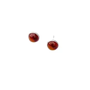 Rama Gems & Jewellery Pure 925 Sterling Beautiful Earrings | Hematite Garnet Stone,| Stud Earring For Women, Girls