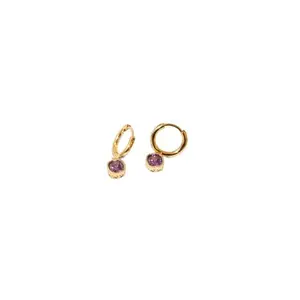 Salty Fashion Women & Girls Blush Purple Diamond 14k Gold Plated Earring