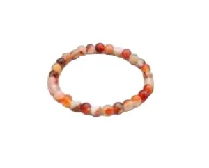 LKBEADS Natural Red Sardonyx Gemstone rondelle 6mm smooth 7inch Beads Stretchble bracelet crystal healing energy stone bracelet for Women & Men Adjustable Size