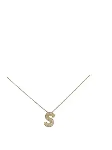 Trendy Latest Stylish Gold Plated Studded Alphabate Pendent for Women and Girls - Studded Alphabets - S