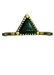 Latest Stylish Finger Ring for Women & Men (Bottle Green Triangle Shape Stone Ring, 16)