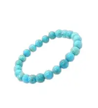 Natural Semi-Precious Turquoise Stone Beaded Bracelet, 8mm Beads, Elastic String