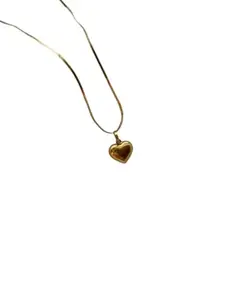 Gold Plated Heart Pendant Necklace with Snake Chain, Dainty Jewelry for Women | Anti-tarnish, hypoallergenic, waterproof, stainless steel necklace | The heart of gold pendant by Ekhyaa Jewels