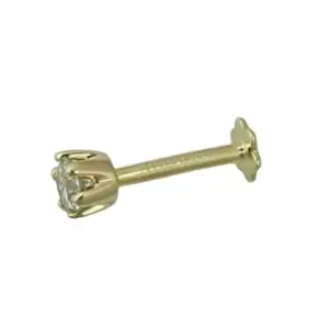 925 Sterling Silver Lab- Crated Yellow Gold Color Nose Pin