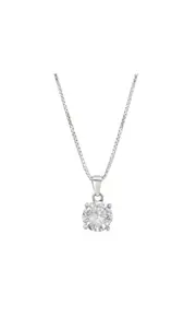 Silver Solitaire Cubic Zirconia Anti Tarnish Rhodium Plating Pendant Necklace | Gift for Women and Girls (Pack of 1)