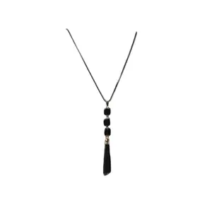 Stainless steel Black Stone Pendant for Women and Girls Fashion Long Chain with Pendant for Women | Black Chain Pendent Necklace | Birthday Gift for girls and women | Anniversary Gift for Wife