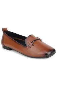 Zoom Shoes Premium Leather Comfortable Lightweight Bellies for Women with Rubber Sole Ideal for Casual Wear Beige