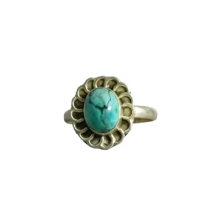 Blue Turquoise Designer Oval Silver Ring symbolize for Calming, Courage, Soothing