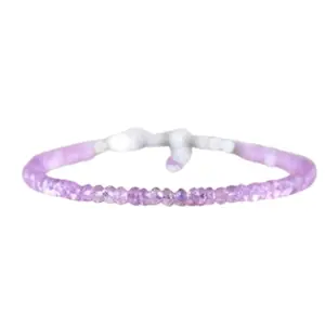 LKBEADS Silver Plated Bracelet with Pink Faceted Pink Amethyst Beads – Rondelle 3-3.5mm – 7 inch Adjustable – For Men & Women|LK_STACK_05417