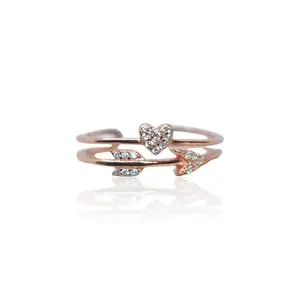 LUXEVOGUE Women 92.5 Sterling Silver Lovestruck (Ring Size 6) Rose Gold 18K Rhodium Plating