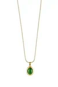 Ankaha Anti Tarnish Gold-Plated Chain with Green Stone Pendant for Women & Girls | Lightweight, Skin-Safe, Hypoallergenic, Lightweight Statement Necklace | Fashion Jewelry