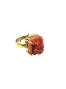 Natural Carnelian Rough Gemstone Ring Reiki Healing Raw Ring Antique Look Adjustable Brass Ring Birthday Gift Wedding Ring Handmade fashion jewelry Gift For Her.