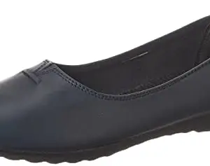 Zoom Shoes Women's Lightweight Premium Leather Stylish Slip on casusal/Party/Ethinic wear Ballet/bellerinas/Bellies Flat NV-111 Navy