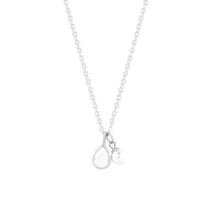 TOUCH925 925 Silver Teardrop Pearl Charm Chain for Women and Girls | White Teardrop Pendant Design | Pure Silver Chain Necklace | Elegant Lightweight Jewelry for Gifting