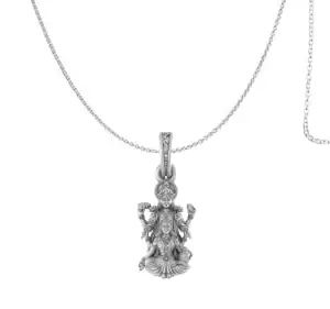 AKSHAT SAPPHIRE Sterling Silver (92.5% purity) God Vishnu Laxmi Chain Pendant (Pendant with Anchor/Cable Chain) for Men & Women Pure Silver Lord Vishnu Lakshmi Chain Locket for Good Health & Wealth