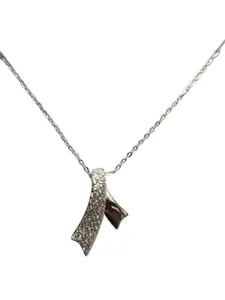 Ribbon Pendant Sterling 925 Silver with Brilliant Zircon Stone: Elegance and Grace