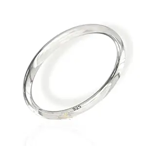 SJ SHUBHAM JEWELLERS™ 925 Mirror Finish Solid 925 Sterling Silver Kada for Men and Women (Half Round Solid Bangle) (2:6 aana)