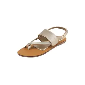Mochi Women's Gold Back Strap closure Casual - Flats with Flat sole UK/3 EU/36(33-1260)