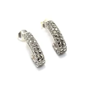 Rajasthan Gems Stud Earrings Tops 925 Sterling Silver Women Marcasite Stone Handmade Gift G689