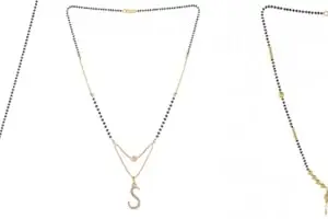 Gold Plated Traditional Black Bead Single Line American Diamond Pendant Jewellary set for Women(Combo) Pack of 3MCNC-49-1-7-/