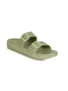 AADI Men's Olive EVA Lightweight Comfortable Indoor Outdoor Daily Use Casual Slides/Flip Flop/Slippers