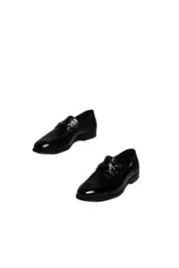 Louis Philippe Men Formal Black Patent Leather Slip-Ons, 7 UK