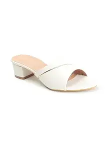 ICONICS Women's Fashionable Slip On Sandals Colour-White, Size-UK 3