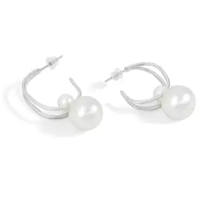 Classic Silver Hook Simulated-pearl Earrings Wedding Party Earrings Costume Indian Jewelry brincos
