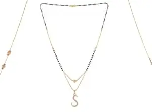 Gold Plated Traditional Black Bead Single Line American Diamond Pendant Jewellary set for Women(Combo) Pack of 3MCN-40-1-37-/