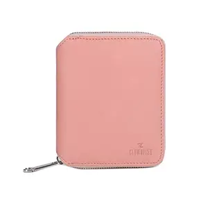 THE CLOWNFISH Zia Genuine Leather Bi-Fold Zip Around Wallet for Women with Multiple Card Slots & Coin Pocket (Pink)