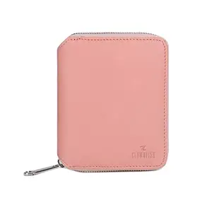 The Clownfish Zia Genuine Leather Bi-Fold Zip Around Wallet for Women with Multiple Card Slots & Coin Pocket (Pink)