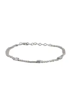 Carlton London Rhodium Plated Double Chain Bracelet for women