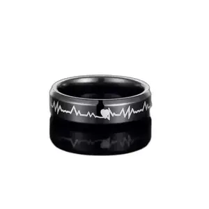 HeartBeatECGRhodiumGlowRing-ThumbRingValentineSpecialGift(331-HeartBeatBlackRing(Size-20))