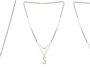 Gold Plated Traditional Black Bead Single Line American Diamond Pendant Jewellary set for Women(Combo) Pack of 3MCN-19-1-46-/