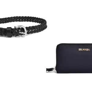 Belwaba Gift Hamper for Women/Ladies I Leatherite Wallet & Belt Combo Gift Set I Gift for Friend, Daughter, Sister. (Black)