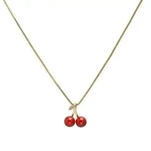Red Cherry Necklace for Women and Girls | Fruit Choker Necklace Aesthetic Creative Jewelry Gift
