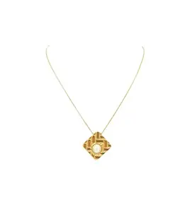 Necklace For Girls | Golden Crescent Pendant Necklace, Geometric Design, Gold-Tone Finish | Sterling Elegance