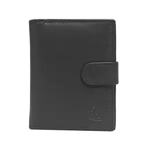 KARA Genine Leather Black Card Holder - Unisex Spacious Bifold Leather Wallet for Men with 16 Credit Debit Card Holder Slot.