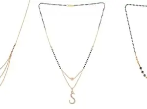 Gold Plated Traditional Black Bead Single Line American Diamond Pendant Mangalsutra for Women(Combo) Pack of 3 MS-38-1-21