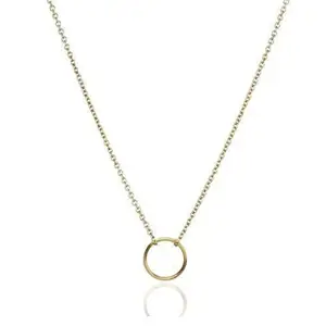 Noor Shine Classic Retro Fashion Gold Tone Circle Pendant Necklace with Adjustable Chain for Women and Girls