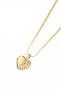 Stoodeo Vogue Elegant Gold-Plated Heart Pendant Necklace with Stone Embellishment – Stylish Jewelry for Women & Girls | Jewellery for Daily, Party & Gifting