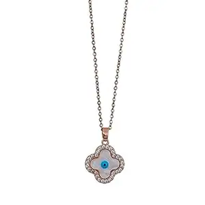 V FASHION JEWELLERY Evil Eye Pearl Equisite Floral Pendant for Women and Girls Rose Gold