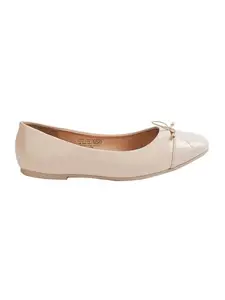 Max Women Textured Ballerinas with Bow(Beige_37)