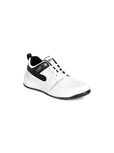 AADI Men's White & Black Synthetic Leather Outdoor Casual Shoes